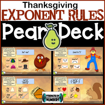 Preview of Exponent Rules Thanksgiving Digital Activity for Pear Deck/Google Slides