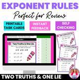 Exponent Rules Two Truths and One Lie Review Game Digital 
