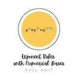 Exponent Rules Unit (with Numerical Bases only)