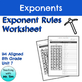 Exponent Rules Worksheet - Miner Error (IM Grade 8 Math™ Aligned)
