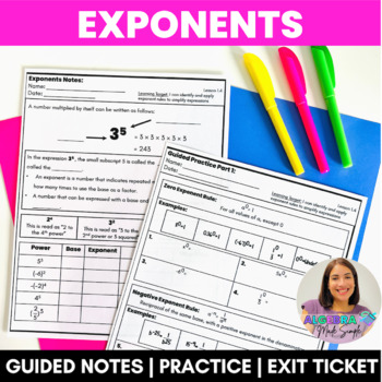 Preview of Exponent Rules Zero Negative Product Quotient Rule Power Rule Guided Notes