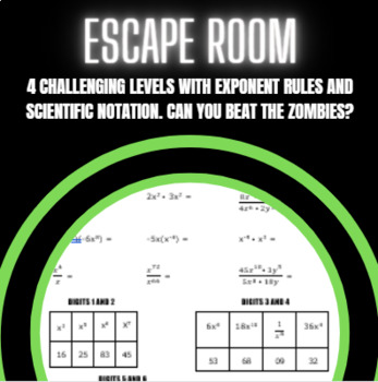 Preview of Exponent Rules and Scientific Notation Escape Room