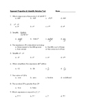 Exponent Rules and Scientific Notation Test