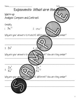 Preview of Exponent Rules in Expanded Form (Discovery Lesson)