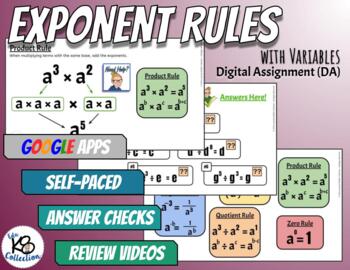 Preview of Exponent Rules with Variables  - Digital Assignment