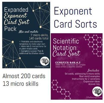 Preview of Exponent + Scientific Notation Card Bundle: Almost 200 cards, 13 micro skills