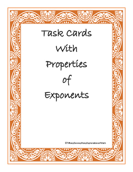 Preview of Exponent Task Cards