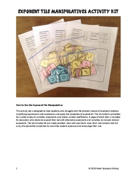 Preview of Exponent Tile Manipulatives Activity Kit