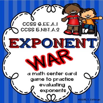 Preview of 5.NBT. A.2 NO PREP Math Game: Exponent War for 5th Grade