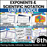 Exponent and Scientific Notation Unit Bundle 8th grade