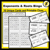 Exponent and Square and Cube Roots Bingo Review Game