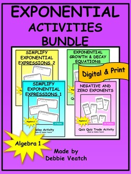 Preview of Exponential Activities Bundle Algebra 1 | Digital