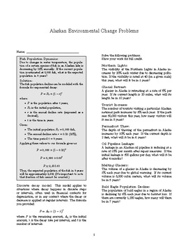 Preview of Exponential: Alaskan Environmental Change Problems - Detailed Solutions