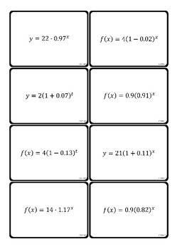Preview of Exponential Equation Percent Rate Card Sort