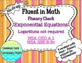 Exponential Equations without Logarithms Fluency Check : N