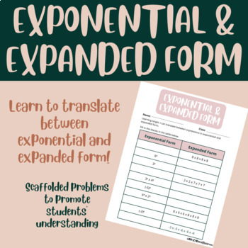Preview of Exponential Form vs. Expanded Form Activity