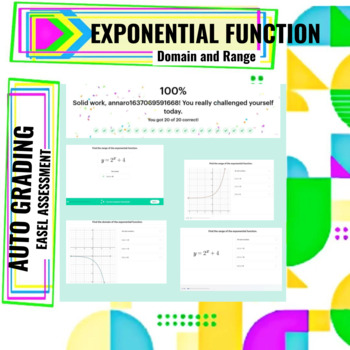 Preview of Exponential Function: Domain and Range digital ( Auto-grading Easel Assessment)
