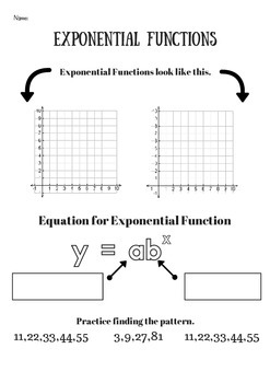 Preview of Exponential Function Guided Notes