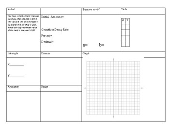 Exponential Function Word Problem Task Cards Preview by Kiara Byous