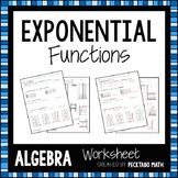 Exponential Functions ALGEBRA Worksheet