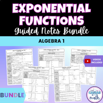 Preview of Exponential Functions Algebra 1 Guided Notes Lessons BUNDLE
