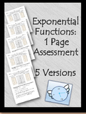 Exponential Functions Assessment - 5 Versions