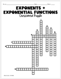 Exponential Functions Crossword Puzzle for Algebra 1