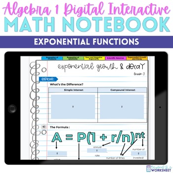 Preview of Exponential Functions Digital Interactive Notebook for Algebra 1