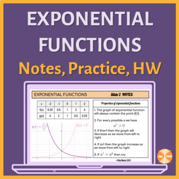 Preview of Exponential Functions - Digital Notes, Practice & Homework