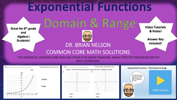 Preview of Exponential Functions (Domain & Range) - Practice Problems, Notes & Video Lesson