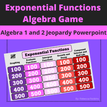 Preview of Exponential Functions Game - Algebra Jeopardy Review PowerPoint