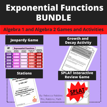 Preview of Exponential Functions Game and Activity Bundle - Growth and Decay for Algebra