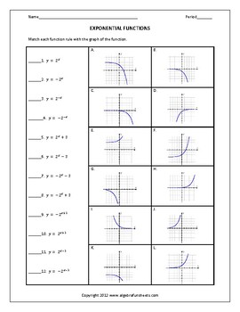 Graphing Exponential Functions Worksheet by Algebra Funsheets | TpT