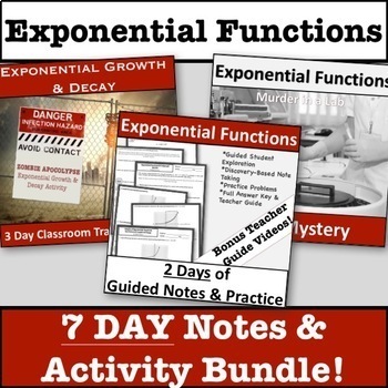 Preview of Exponential Functions Notes & Activity Bundle