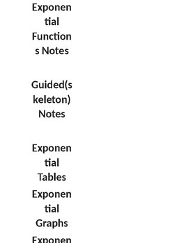 Preview of Exponential Functions Notes Bundle