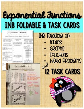 Preview of Exponential Functions INB Notes and Task Cards