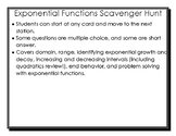 Exponential Functions Scavenger Hunt