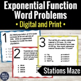 Exponential Functions Word Problems Activity | Digital and Print