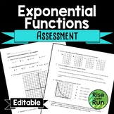 Exponential Functions Printable Editable Test or Practice