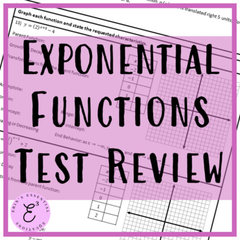 Preview of Exponential Functions Test Review