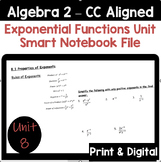 Exponential Functions Unit - Algebra 2 (Editable Smart Not