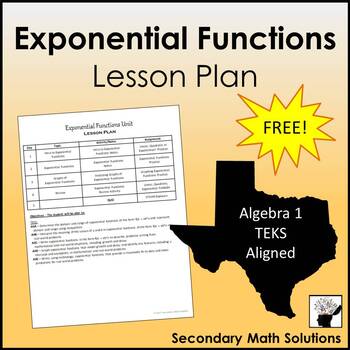 Preview of Exponential Functions Unit Lesson Plan for Algebra 1
