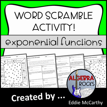 Preview of Exponential Functions - Word Scramble Activity | Growth & Decay Word Problems