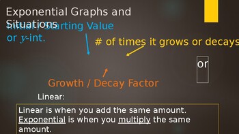 Preview of Exponential Graphs and Models -PowerPoint (w/ free YouTube video)