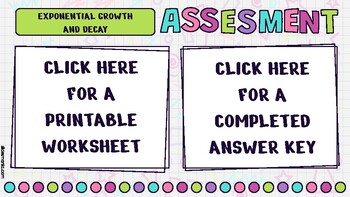 Preview of Exponential Growth & Decay Worksheet Assessment