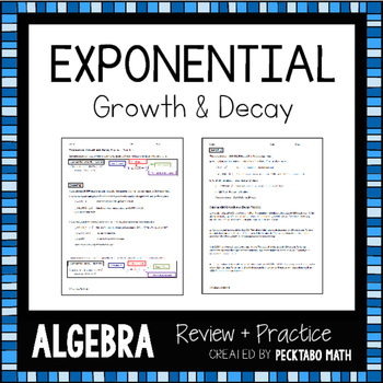 Preview of Exponential Growth and Decay ALGEBRA Review + Practice