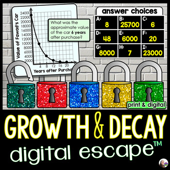 Preview of Exponential Growth and Decay Digital Math Escape Room Activity