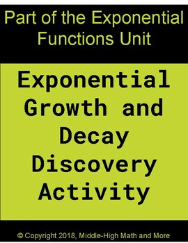 Preview of Exponential Growth and Decay Discovery Activity, Print and DIGITAL