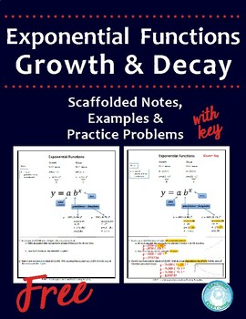 Preview of Exponential Growth and Decay Functions ~ Scaffolded Notes and Practice Problems