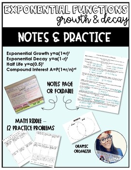Preview of Exponential Growth and Decay Foldable Notes and Homework Puzzle